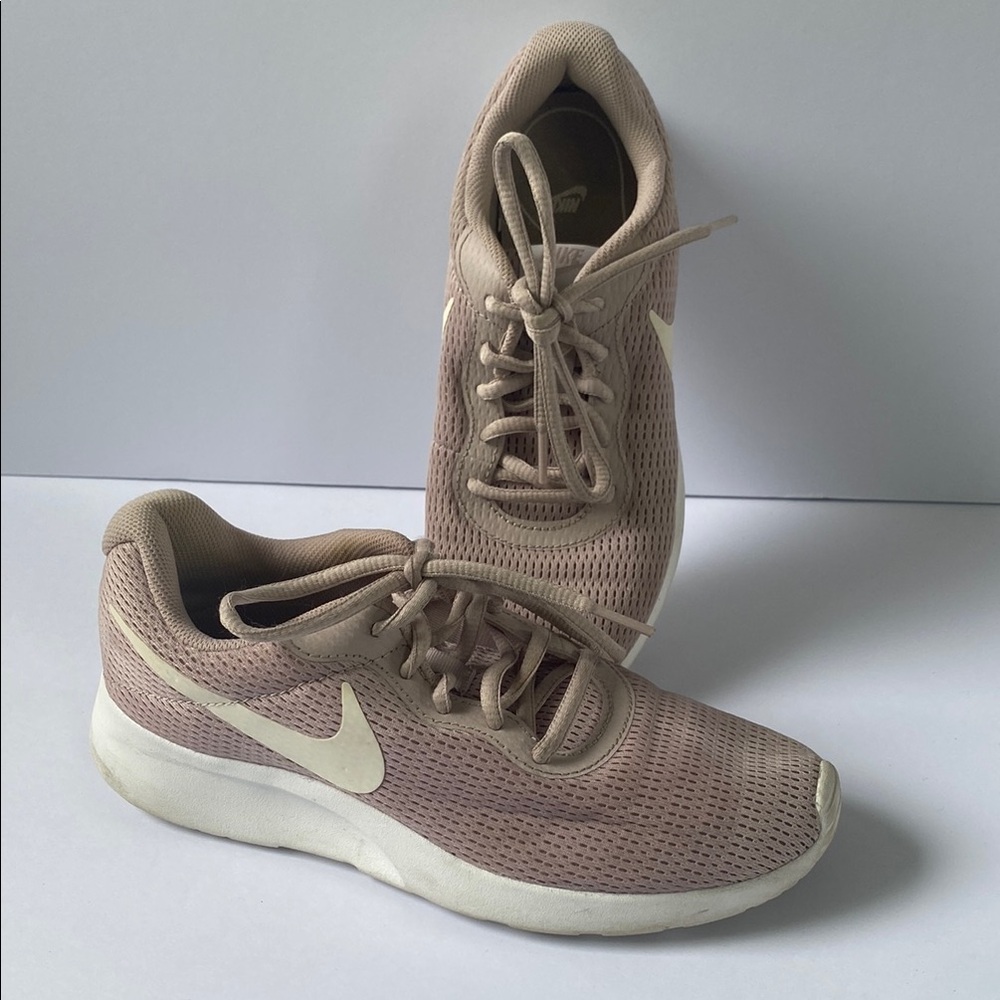 Nike Tan and White Sneakers with Canvas Upper